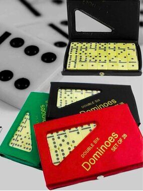 Double Six Dominoes Set of 28 Tiles w/ Case Travel Domino Game (Multiple Colors)